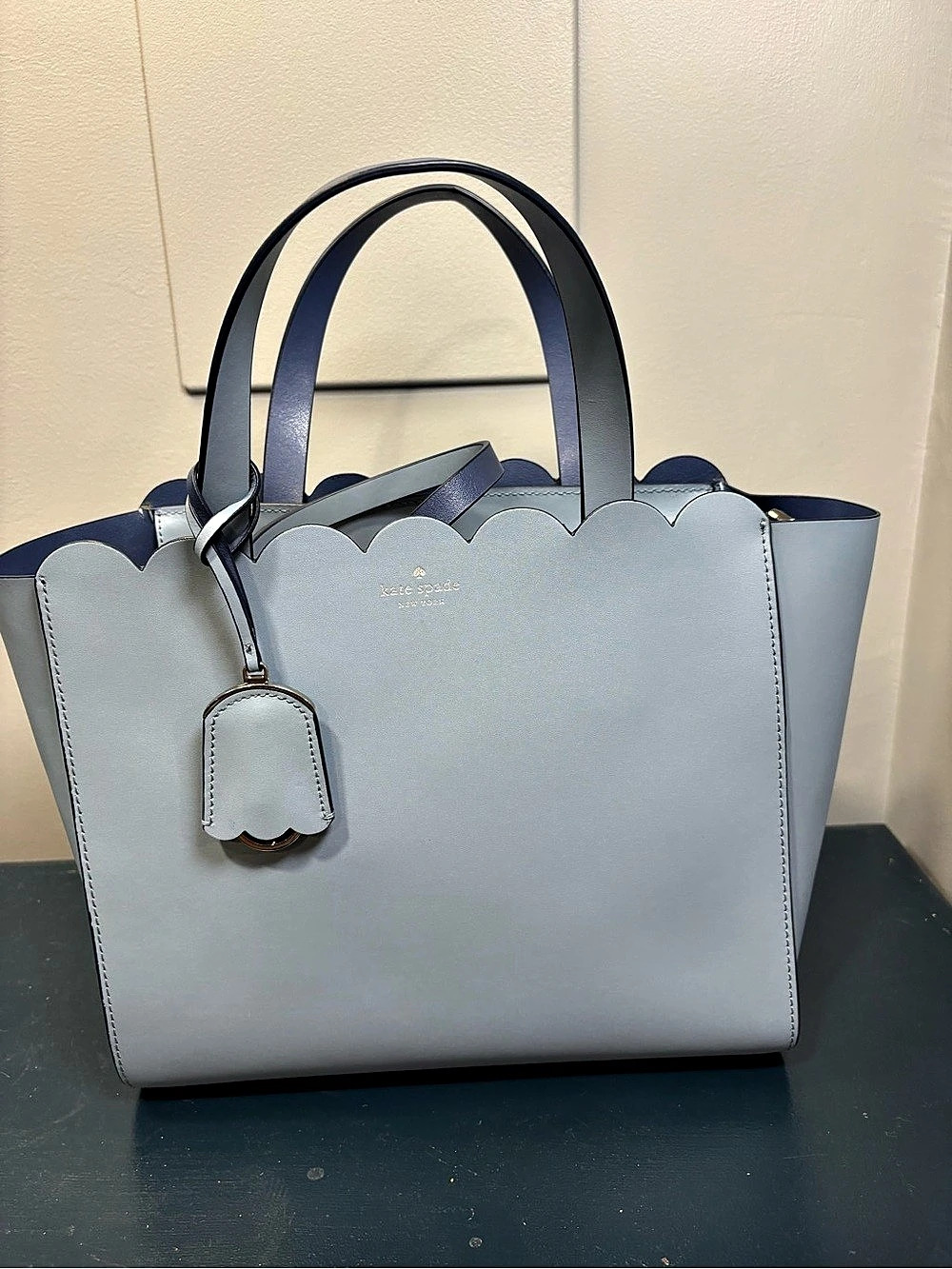 Kate Spade New York blue Mina magnolia street Scalloped Tote in Blue Like New